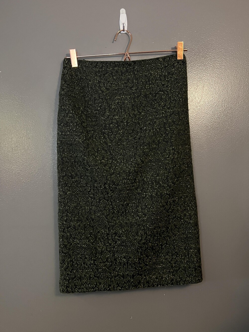 Maggie Ward Skirt Womens Medium Jacquard Wool Blend Textured Midi Made in USA